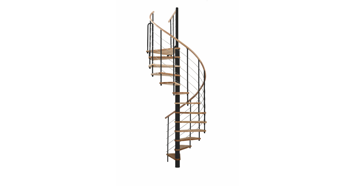 Escalier colimaçon Minka Venezia main courante hêtre Ø 140 cm